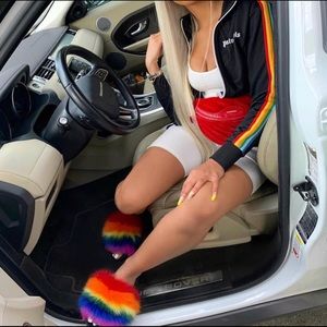 100% Fox Fur Slide “Rainbow Slides”